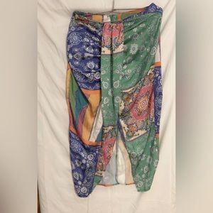 SHEIN Patchwork Print Split Thigh Skirt, size small.